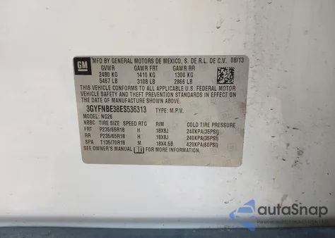 2014 Cadillac Srx Luxury Collection from USA, damaged, VIN 3GYFNBE38ES536313